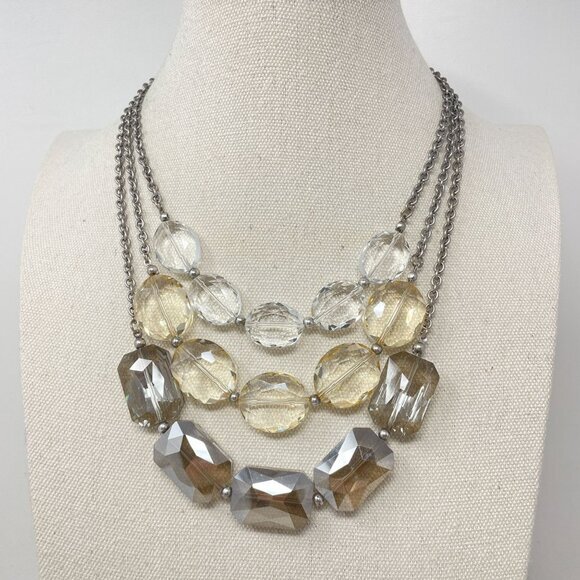 Premier Designs Swanky Necklace Faceted Glass Multistrand Statement Y2K - Picture 1 of 13
